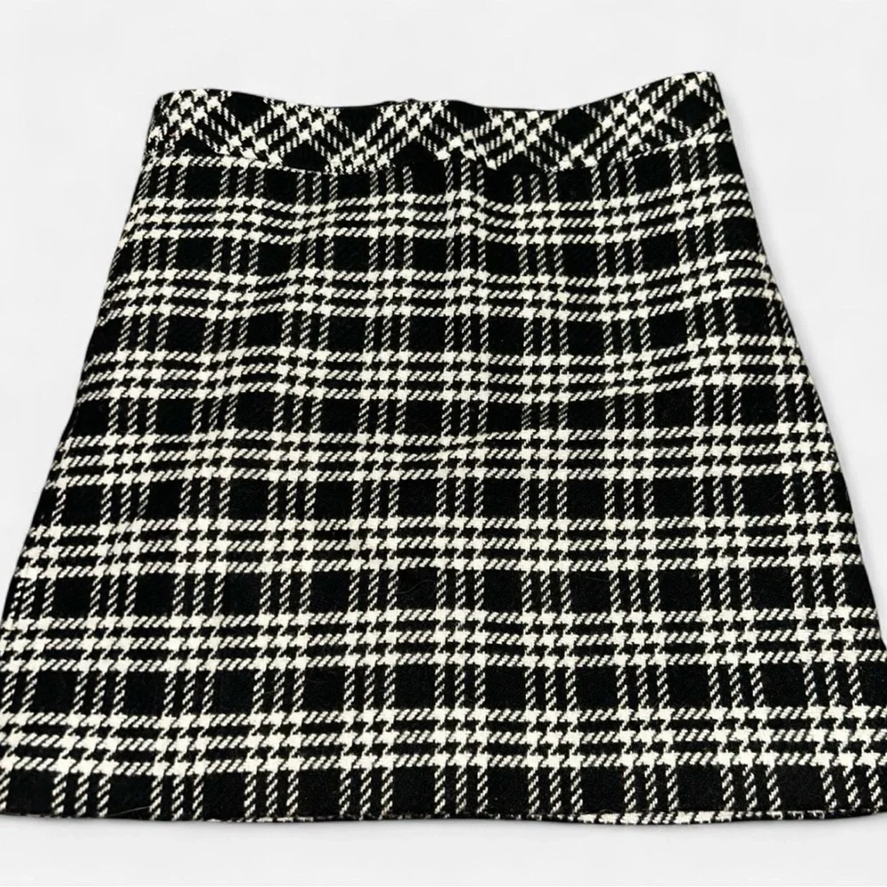 J. Crew Black and White Checkered A-Line Skirt - Picture 1 of 3